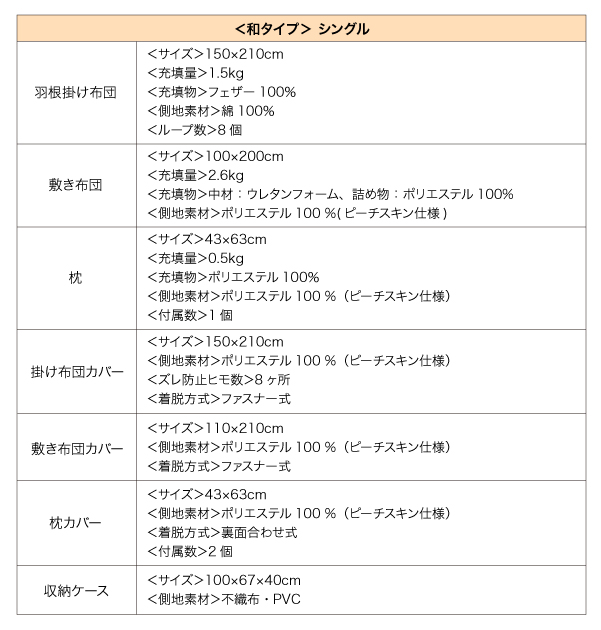 20色カラー羽根布団セット